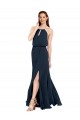 Chiffon Halter Neck Open Back A-Line Dark Navy Bridesmaid Dress / Evening Dress Manchester