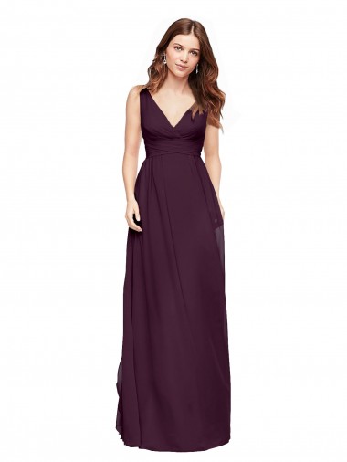 Chiffon V-Neck A-Line Grape Evening Gowns / Bridesmaid Dresses Manchester