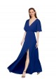 Chiffon V-Neck Open Back A-Line Royal Blue Bridesmaid Dress / Evening Gowns Manchester