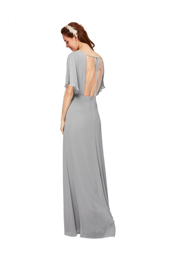 Chiffon V-Neck Open Back A-Line Royal Blue Bridesmaid Dress / Evening Gowns Manchester