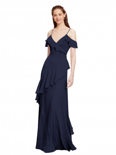 Chiffon V-Neck A-Line Dark Navy Formal Dresses / Bridesmaid Dresses Manchester
