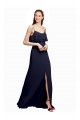 Chiffon Scoop Neck V-Back A-Line Dark Navy Bridesmaid Dress Manchester