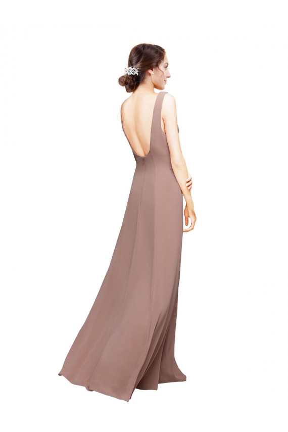 Chiffon V-Neck Low Back A-Line Royal Blue Bridesmaid Dress Manchester