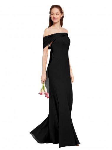 Soft Chiffon Off the Shoulder Mermaid Black Prom Dress / Bridesmaid Dress Manchester