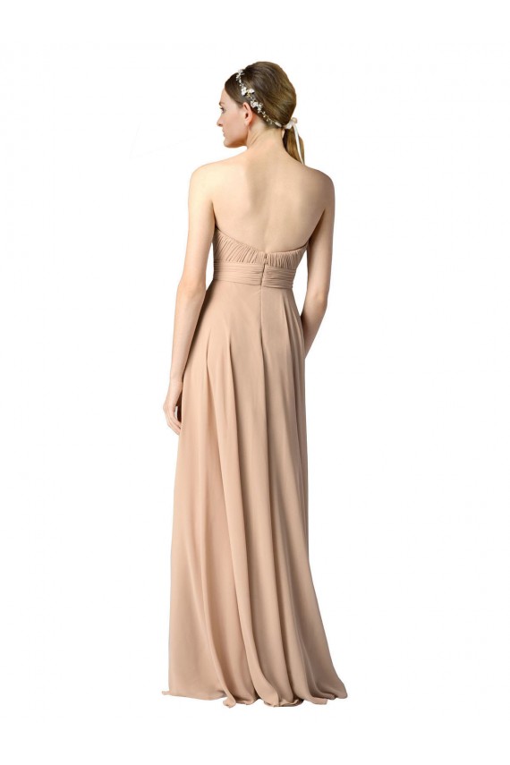 Soft Chiffon Strapless Open Back A-Line Dark Navy Evening Dress / Bridesmaid Dress Manchester