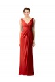 Soft Chiffon V-Neck V-Back Sheath Red Bridesmaid Dress Manchester
