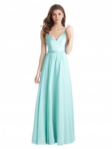 Soft Chiffon & Satin V-Neck V-Back A-Line Waterfall Bridesmaid Dress Manchester