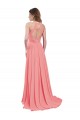 Chiffon Halter Neck Open Back A-Line Watermelon Bridesmaid Dress / Evening Dress Manchester