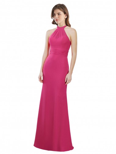 Soft Chiffon High Neck Open Back A-Line Ruby Bridesmaid Dress Manchester