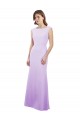Soft Chiffon Round Neck Open Back Column Lilac Bridesmaid Dress Manchester