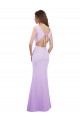 Soft Chiffon Round Neck Open Back Column Lilac Bridesmaid Dress Manchester