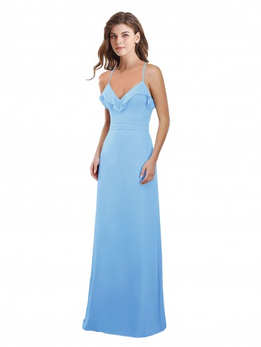 Soft Chiffon Sweetheart Keyhole Back A-Line Periwinkle Bridesmaid Dress Manchester