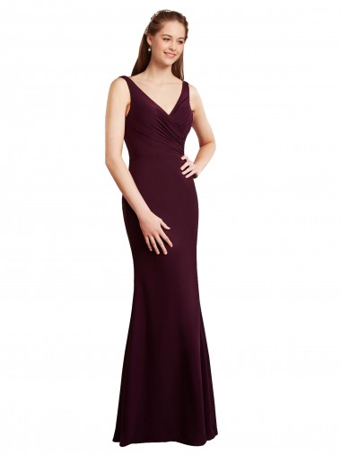 Soft Chiffon V-Neck V-Back Mermaid Burgundy Gold Bridesmaid Dress Manchester