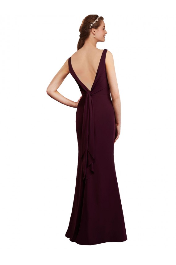 Soft Chiffon V-Neck V-Back Mermaid Burgundy Gold Bridesmaid Dress Manchester