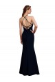 Soft Chiffon Halter Neck Open Back Mermaid Dark Navy Bridesmaid Dress Manchester