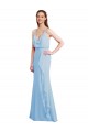 Soft Chiffon V-Neck Open Back Mermaid Light Sky Blue Bridesmaid Dress Manchester