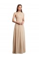 Soft Chiffon Halter Neck Low Back A-Line Champagne Bridesmaid Dress Manchester