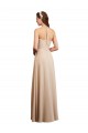 Soft Chiffon Halter Neck Low Back A-Line Champagne Bridesmaid Dress Manchester