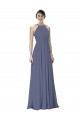 Soft Chiffon Halter Neck Open Back A-Line Silver Stone Formal Dress / Bridesmaid Dress Manchester