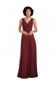 Soft Chiffon V-Neck V-Back A-Line Burgundy Bridesmaid Dress Manchester