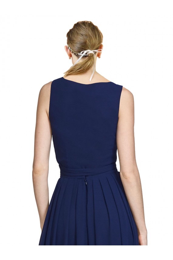 Chiffon V-Neck A-Line Dark Navy Wedding Party Dress Manchester