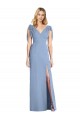 Soft Chiffon V-Neck V-Back Mermaid Dusty Blue Bridesmaid Dress Manchester