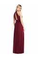 Soft Chiffon High Neck Open Back A-Line Burgundy Semi Formal Evening Dress / Bridesmaid Dress Manchester