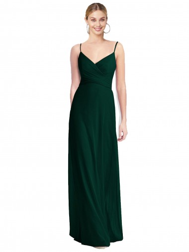 Soft Chiffon V-Neck Low Back A-Line Ever Green Bridesmaid Dress Manchester
