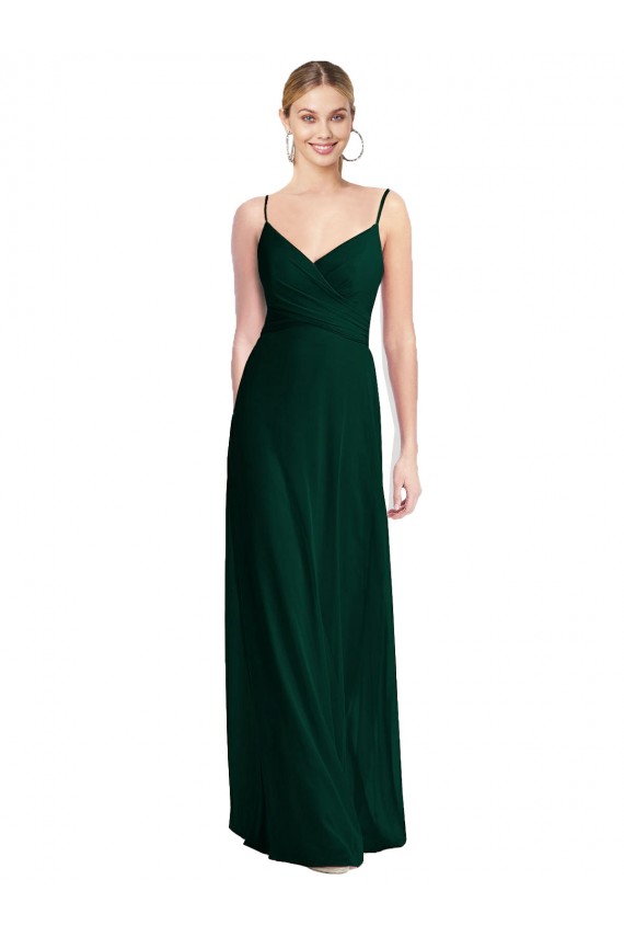 Soft Chiffon V-Neck Low Back A-Line Ever Green Bridesmaid Dress Manchester