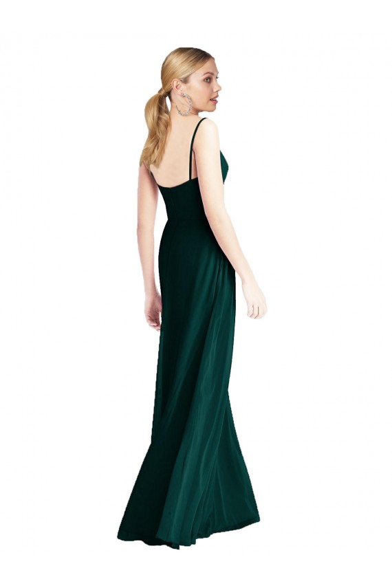Soft Chiffon V-Neck Low Back A-Line Ever Green Bridesmaid Dress Manchester