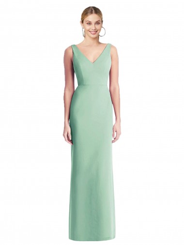 Soft Chiffon V-Neck Tie Back Trumpet Mint Green Bridesmaid Dress Manchester