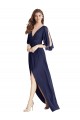 Soft Chiffon V-Neck Tie Back Trumpet Dark Navy Semi Formal Evening Dress / Bridesmaid Dress Manchester