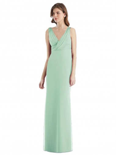 Chiffon V-Neck Open Back Trumpet Mint Green Bridesmaid Dress / Evening Dress Manchester