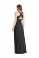 Soft Chiffon V-Neck Open Back A-Line Black Bridesmaid Dress Manchester