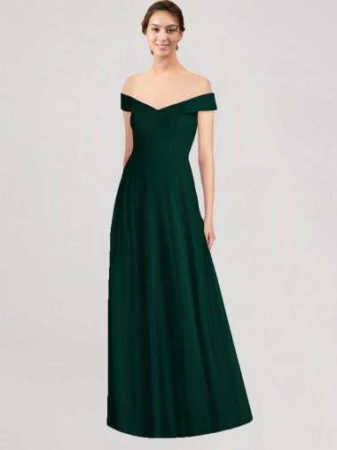 Soft Chiffon V-Neck A-Line Ever Green Formal Dress / Bridesmaid Dress Manchester