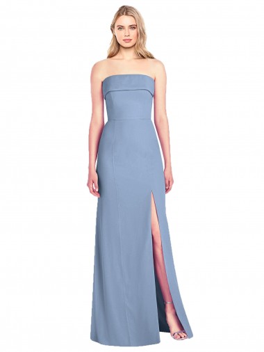 Soft Chiffon Strapless Trumpet Dusty Blue Bridesmaid Dress Manchester