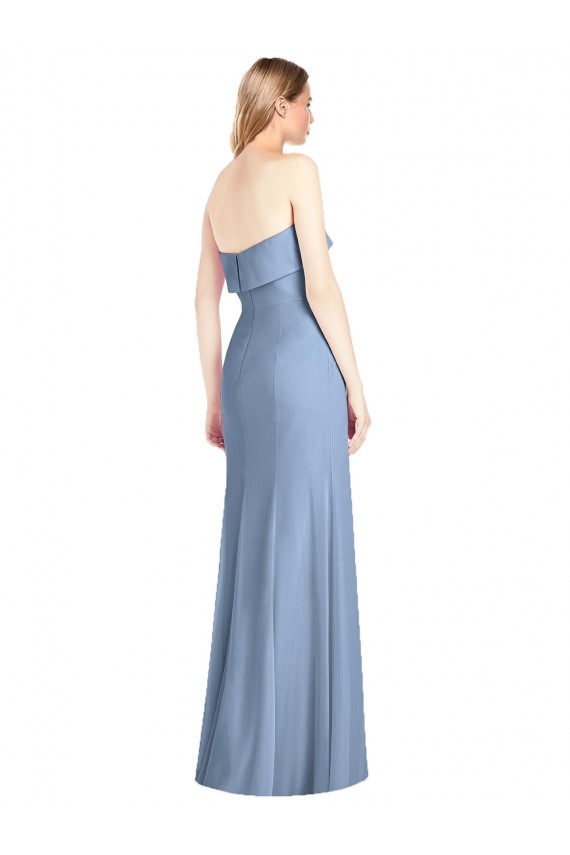 Soft Chiffon Strapless Trumpet Dusty Blue Bridesmaid Dress Manchester