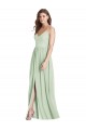 Soft Chiffon V-Neck Open Back A-Line Sage Semi Formal Evening Dress / Bridesmaid Dress Manchester