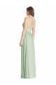 Soft Chiffon V-Neck Open Back A-Line Sage Semi Formal Evening Dress / Bridesmaid Dress Manchester
