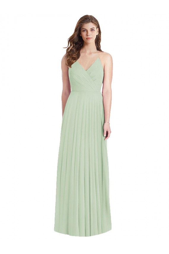 Soft Chiffon V-Neck Trumpet Sage Semi Formal Evening Dress / Bridesmaid Dress Manchester