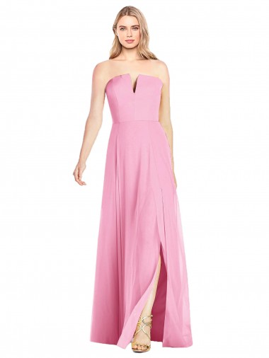 Soft Chiffon Strapless Trumpet Hot Pink Semi Formal Evening Dress / Bridesmaid Dress Manchester
