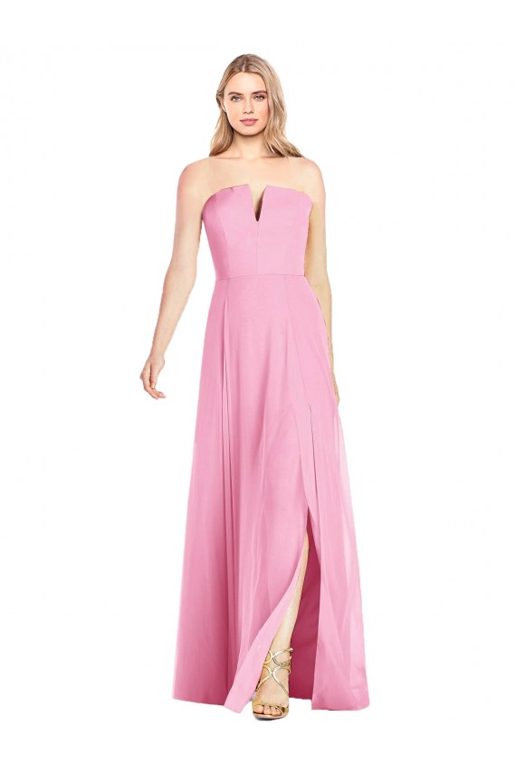 Soft Chiffon Strapless Trumpet Hot Pink Semi Formal Evening Dress / Bridesmaid Dress Manchester