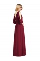 Soft Chiffon V-Neck V-Back Trumpet Burgundy Formal Dress / Bridesmaid Dress Manchester