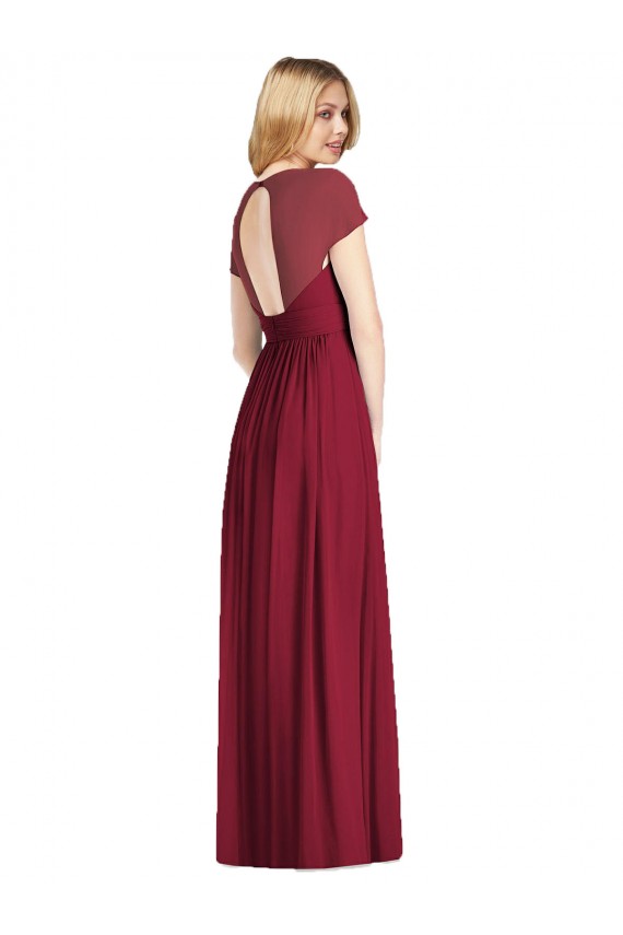 Soft Chiffon V-Neck Open Back Trumpet Dark Navy Bridesmaid Dress Manchester