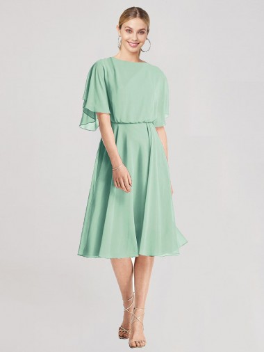 Soft Chiffon Tie Back A-Line Mint Green Bridesmaid Dress Manchester
