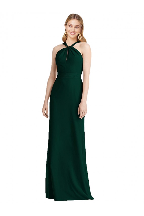 Soft Chiffon Halter Neck Trumpet Ever Green Bridesmaid Dress Manchester