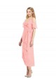 Soft Chiffon V-Neck Trumpet Salmon High Low Bridesmaid Dress Manchester