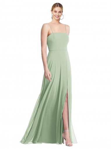 Soft Chiffon Square Neck Low Back Trumpet Sage Formal Evening Gown / Bridesmaid Dress Manchester