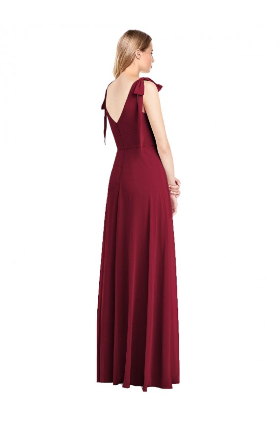Soft Chiffon V-Neck V-Back Trumpet Coral Bridesmaid Dress Manchester