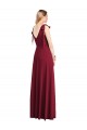Soft Chiffon V-Neck V-Back Trumpet Coral Bridesmaid Dress Manchester